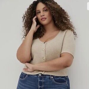 Torrid Cropped Gold Heart Cardigan 💛